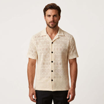 Men’s Ivory Heritage Geometric Knit Shirt