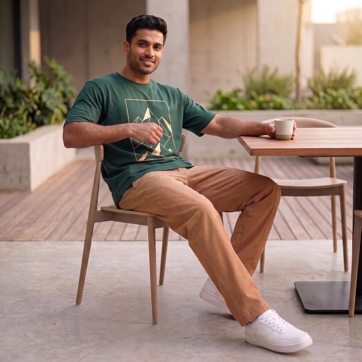 Men's Korean Style Loose Fit Khakhi Track Pants with Pockets | Lycra Cargo Joggers for Men | Relaxed Fit Baggy Trousers for Travel, Lounge, Home Wear, Casual Streetwear