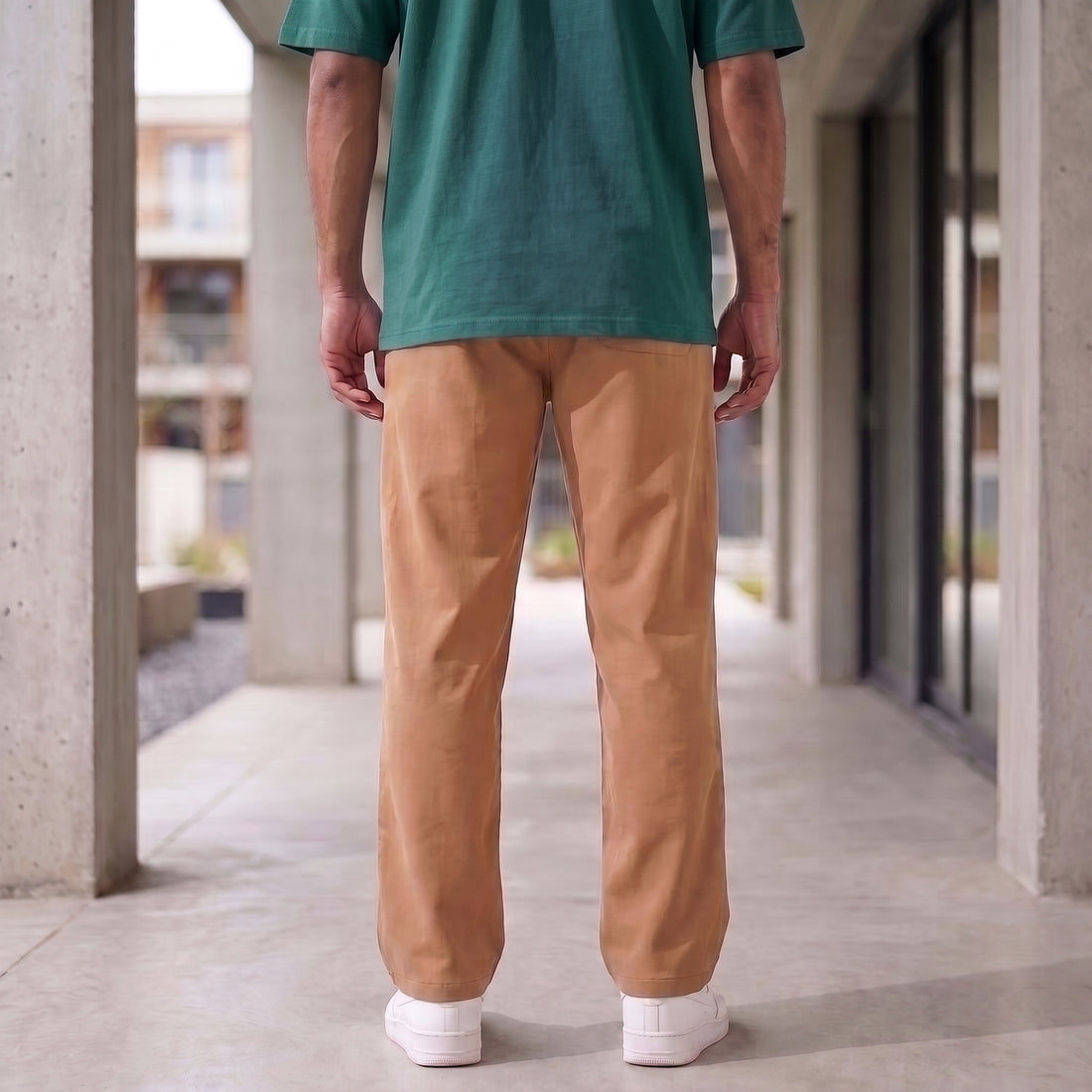 Men's Korean Style Loose Fit Khakhi Track Pants with Pockets | Lycra Cargo Joggers for Men | Relaxed Fit Baggy Trousers for Travel, Lounge, Home Wear, Casual Streetwear