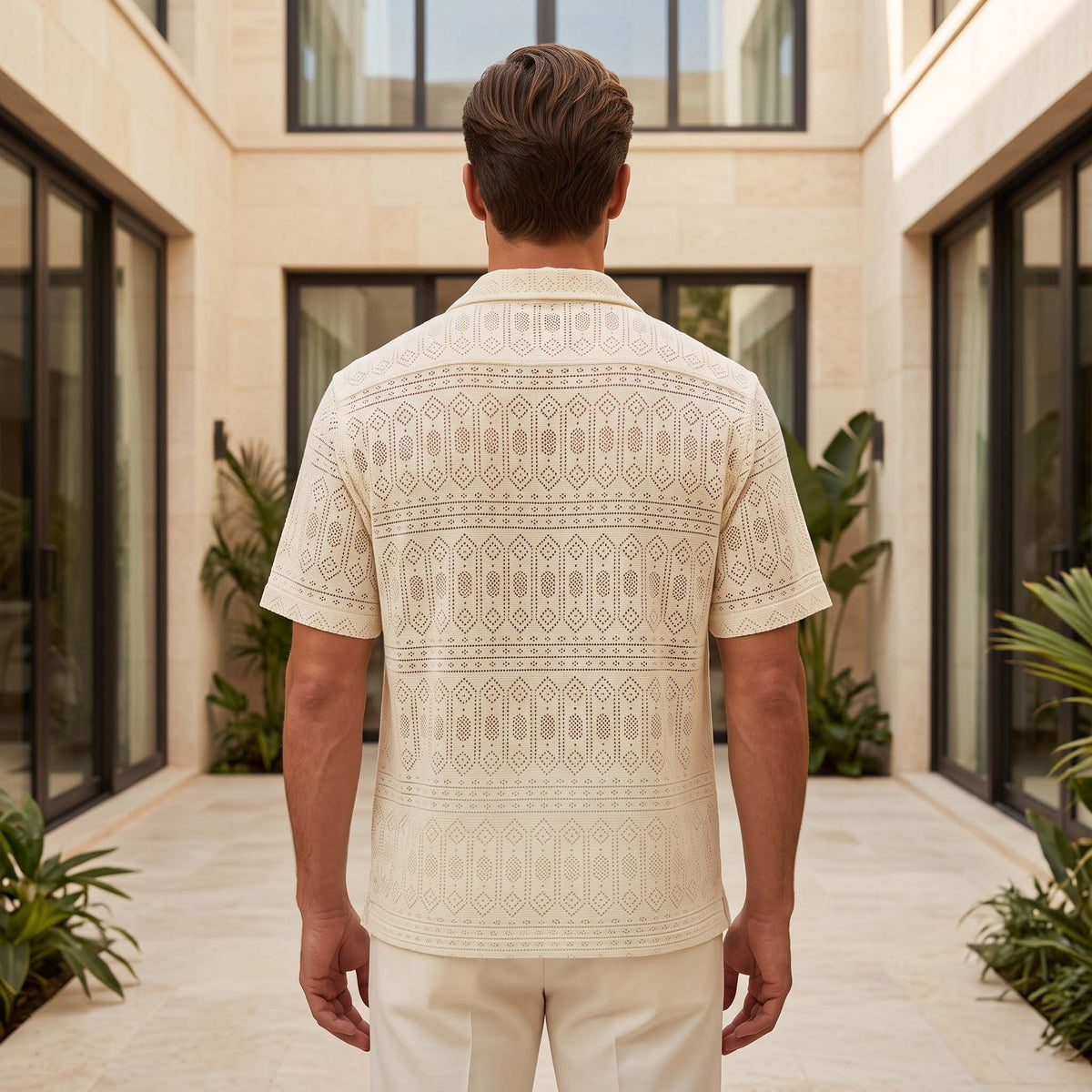 Men’s Ivory Heritage Geometric Knit Shirt