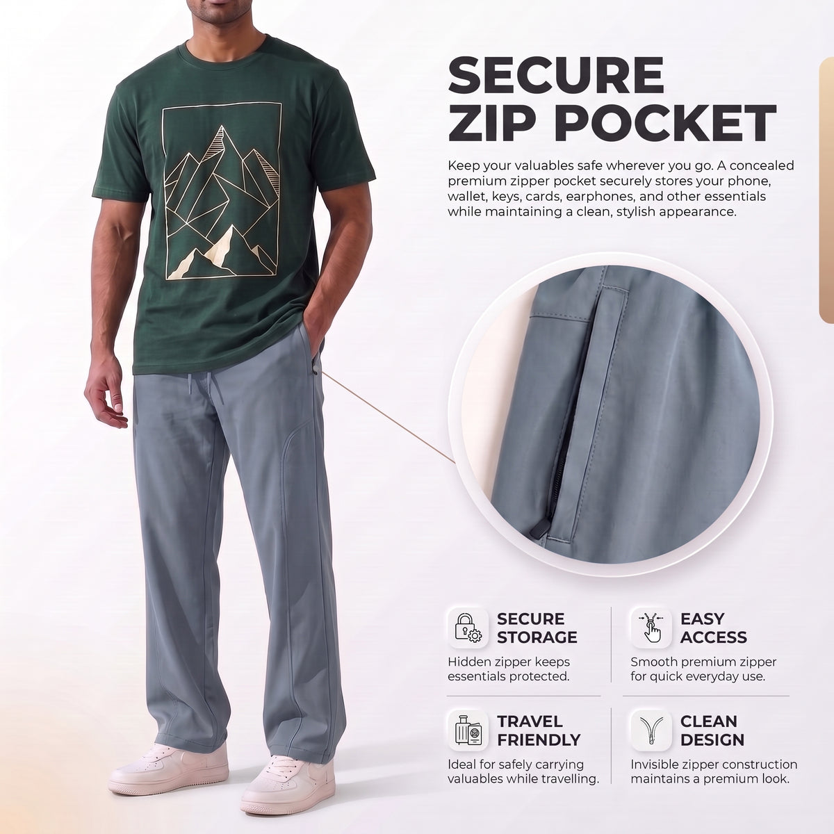 Wovelci Men’s Loose Fit Solid Casual Pants | Comfortable Relaxed Fit Trousers for Men | Stylish Everyday Wear
