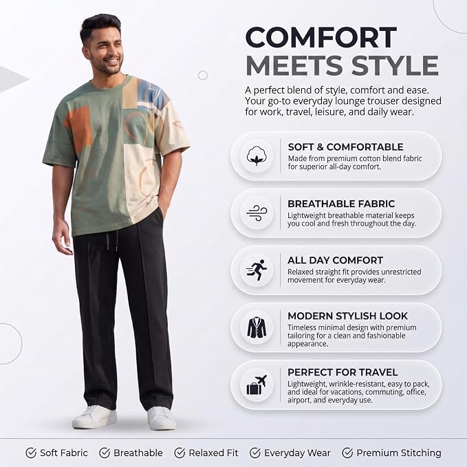 Men's Lycra Cargo Track Pants - Loose Fit Joggers for Men | Korean Style Travel & Lounge Wear with Pockets