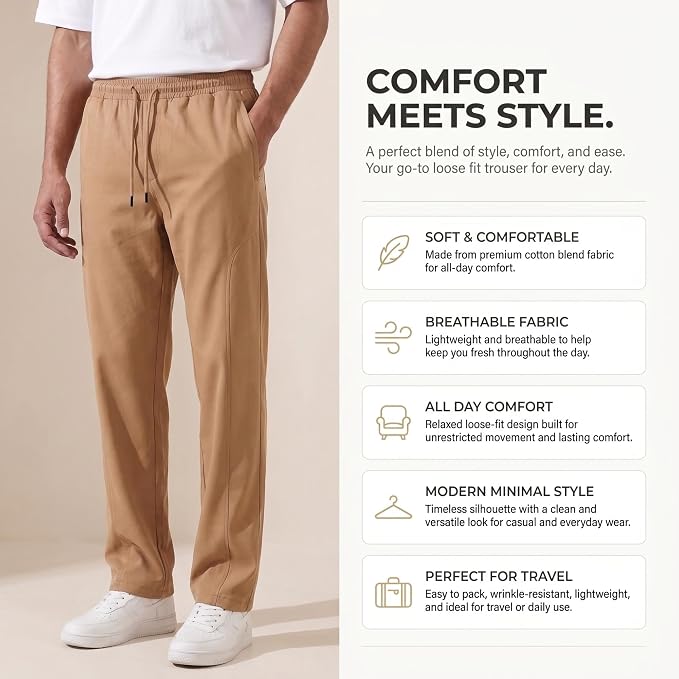 Men's Track Pants | Korean Style Loose Fit Baggy Trousers | Relaxed Fit Joggers Casual Streetwear Bootcut Loungewear