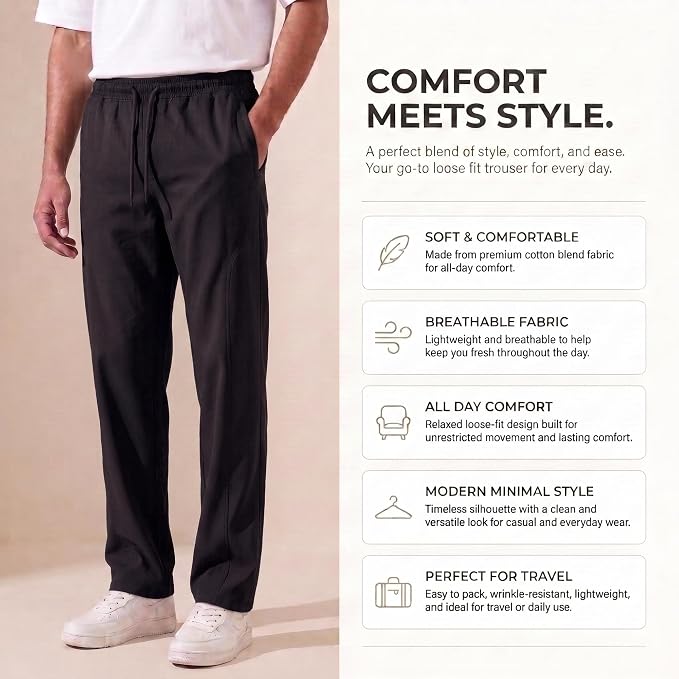 Men's Track Pants | Korean Style Loose Fit Baggy Trousers | Relaxed Fit Joggers Casual Streetwear Bootcut Loungewear