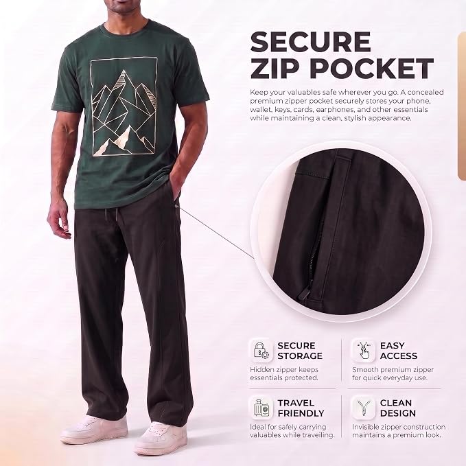 Men's Korean Style Loose Fit Track Pants with Pockets | Lycra Cargo Joggers for Men | Relaxed Fit Baggy Trousers for Travel, Lounge, Home Wear, Casual Streetwear