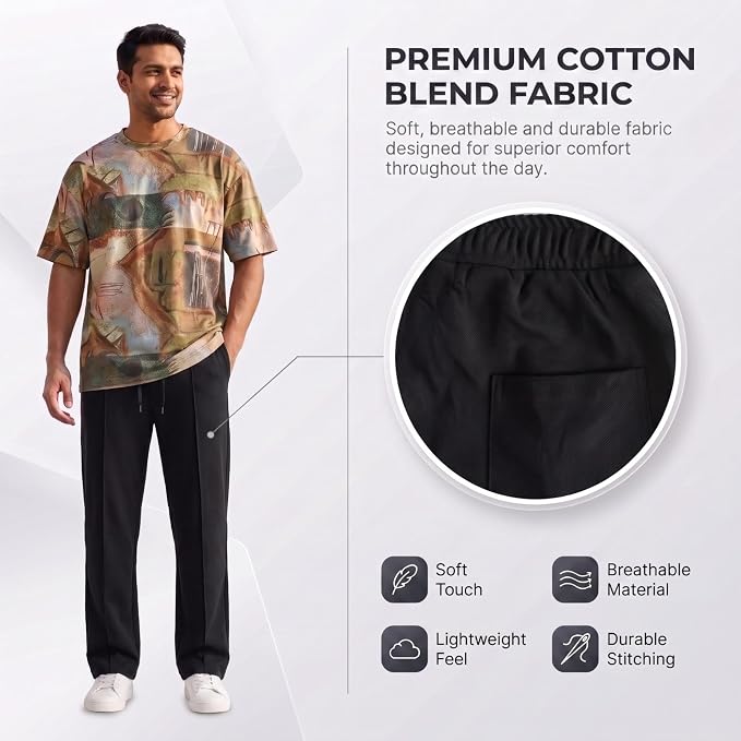 Men's Lycra Cargo Track Pants - Loose Fit Joggers for Men | Korean Style Travel & Lounge Wear with Pockets