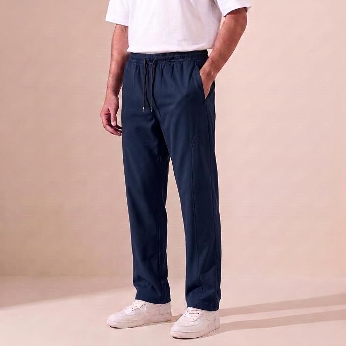 Men's Track Pants | Korean Style Loose Fit Baggy Trousers | Relaxed Fit Joggers Casual Streetwear Bootcut Loungewear