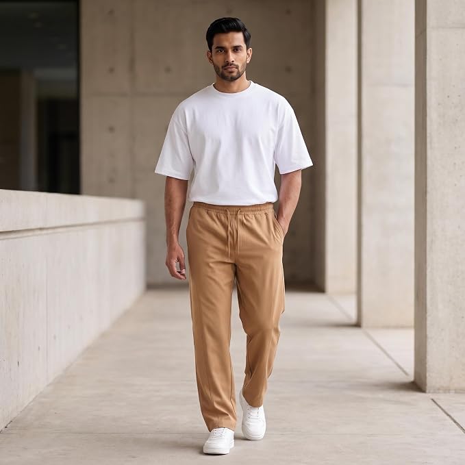 Men's Track Pants | Korean Style Loose Fit Baggy Trousers | Relaxed Fit Joggers Casual Streetwear Bootcut Loungewear