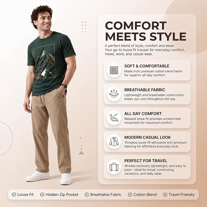 Men's Korean Style Loose Fit Track Pants with Pockets | Lycra Cargo Joggers for Men | Relaxed Fit Baggy Trousers for Travel, Lounge, Home Wear, Casual Streetwear