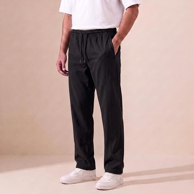 Men's Track Pants | Korean Style Loose Fit Baggy Trousers | Relaxed Fit Joggers Casual Streetwear Bootcut Loungewear