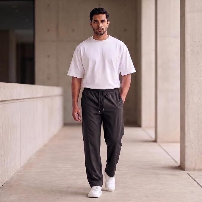 Men's Track Pants | Korean Style Loose Fit Baggy Trousers | Relaxed Fit Joggers Casual Streetwear Bootcut Loungewear