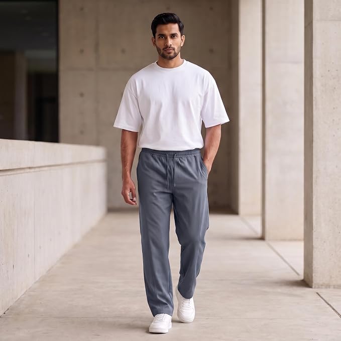 Men's Track Pants | Korean Style Loose Fit Baggy Trousers | Relaxed Fit Joggers Casual Streetwear Bootcut Loungewear