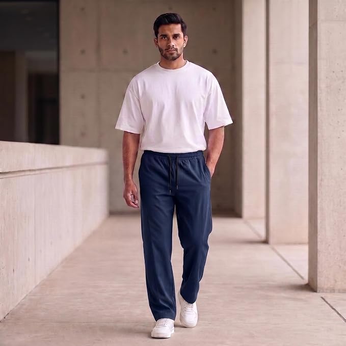 Men's Track Pants | Korean Style Loose Fit Baggy Trousers | Relaxed Fit Joggers Casual Streetwear Bootcut Loungewear