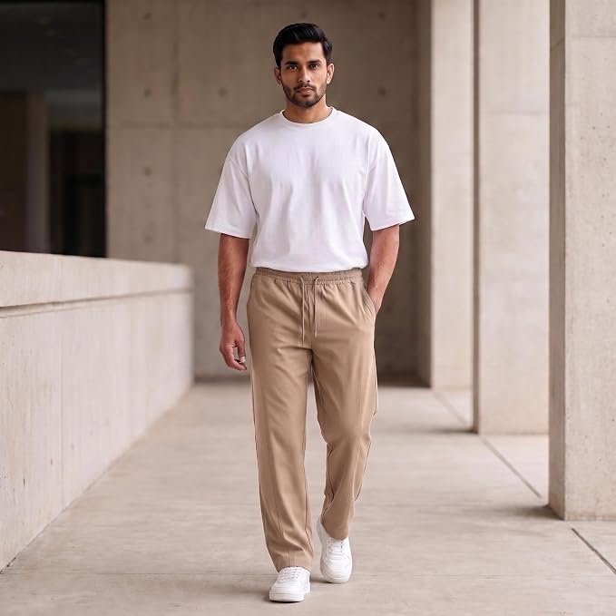 Men's Track Pants | Korean Style Loose Fit Baggy Trousers | Relaxed Fit Joggers Casual Streetwear Bootcut Loungewear