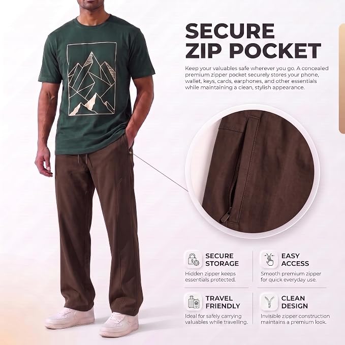 Men's Korean Style Loose Fit Track Pants with Pockets | Lycra Cargo Joggers for Men | Relaxed Fit Baggy Trousers for Travel, Lounge, Home Wear, Casual Streetwear